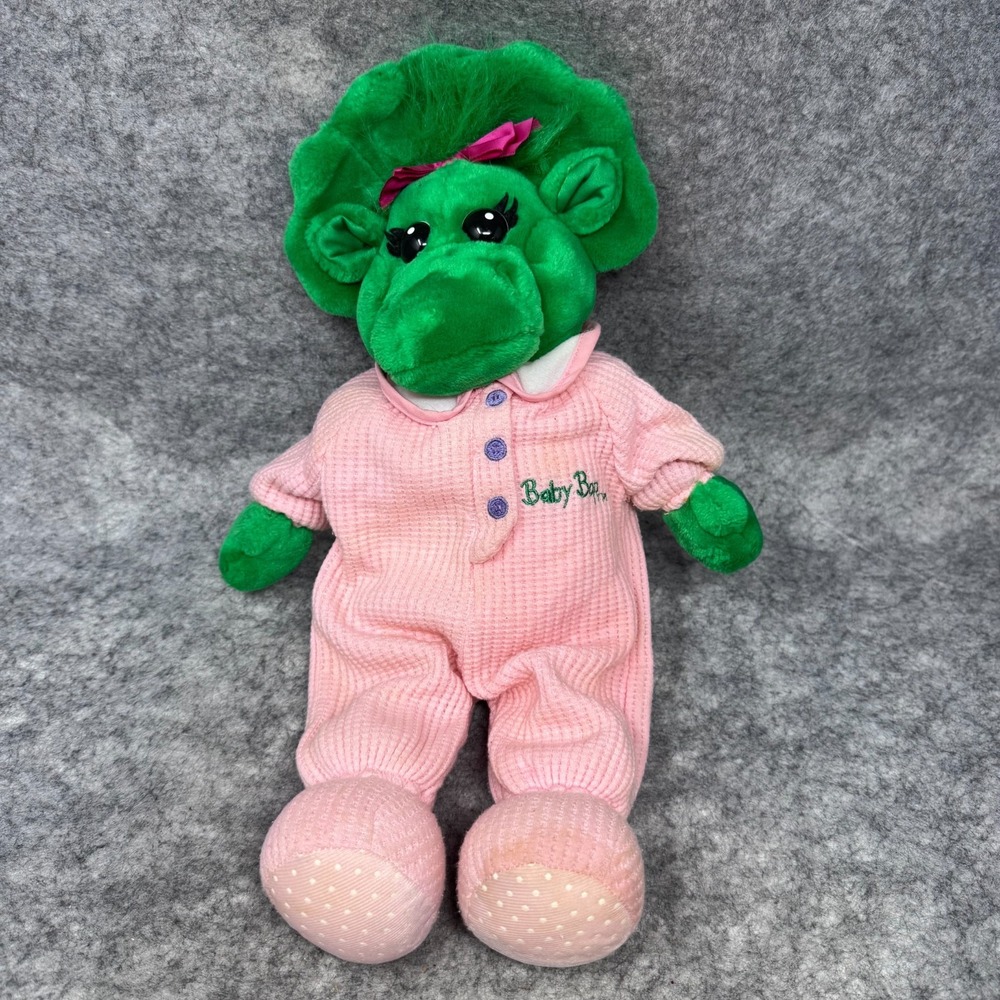 Lyons Baby Bop Plush Green Pink Pajamas Vintage Barney Dinosaur 15 inch